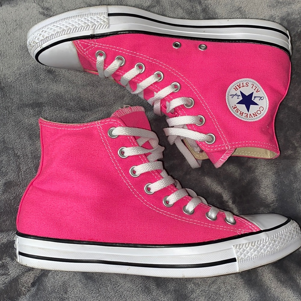 Pink high top converse